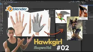 (Day 2) Blender Sculpting: Hawkgirl (DC Comics) -  Hand Blocking!