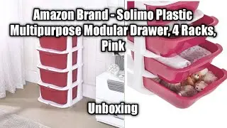 Amazon Brand - Solimo Plastic Multipurpose Modular Drawer, 4 Racks, Pink