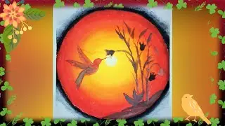 Bird Painting easy sunset painting(bird painting Watercolor| Sunset drawing|bird drawing tutorial)