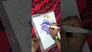 👁️single eye drawing | pen work ||#anime #shorts