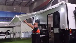 Camper Trailer Setup Platinum Commander Hybrid 1 minute electric awning setup