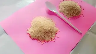 Basmati and Broken Rice 🌾 Falling in Pink paper/Basmati Rice 🌾 Broken Rice 🌾/Rice 🌾 Falling /Paper 