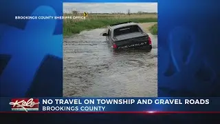 Flooding on gravel roads in Brookings County