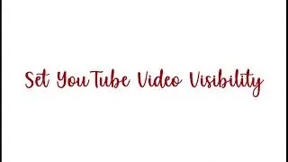 How to Set YouTube Visibility Setting