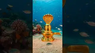 🌊 Golden Shivling Underwater 🐍 | Cobra Hood Statue Discovery | AI Short Video #GoldenShivling #yt