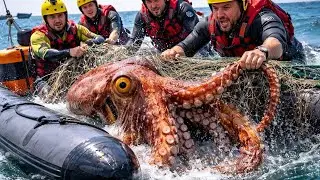Heroic Rescue Team Saves Giant Octopus trapped at Sea | Incredible Ocean Rescue