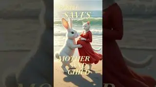 Cute rabbit 🐰 saves pretty cat 🐈&zwj;⬛ from ocean