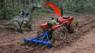 Mini hulk and dinosaur🦕 video | Diy Mini Tractor Can Rotivator Real In Mud