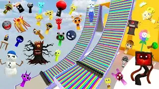 DESTROY SPRUNKI MR SUN MOON TREE FUN COMPUTER ALL PHASE SPARTAN KICKING in RAGDOLL ROAD GMod