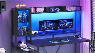 SEDETA Gaming Desk, Gaming Desk with Hutch and LED Lights, Computer Desk with Storage Shelves Review
