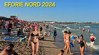STATIUNEA EFORIE NORD 2024 SI PLAJA PLINA DE OAMENI.MAREA ESTE SUPER!
