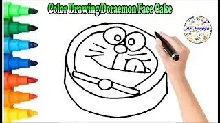 Sketch and Coloring Doraemon Face Cake Drawing Easy | Doraemon Drawing | Step by Step | Art