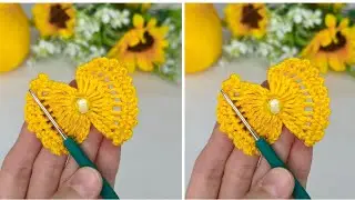 💯 Crochet bow pattern for decorations ❣️ #crochet#knitting #tığişi #handmade 