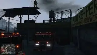 GTAO Firefighting - Cat falls off a roof and dies