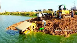 Incredible be Careful! Bulldozer Komatsu D31P Uploading Landslide Overturned Rescue Bulldozer Exca… 