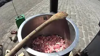 Making Bacon Stew on a Soyer Stove