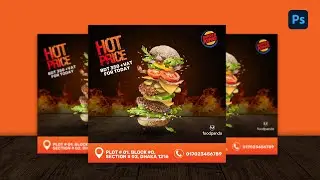 Creative social media post design- Burger | Bangla Tutorial