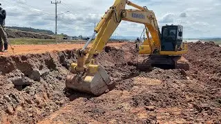 Excavating cut soil for box culvert work