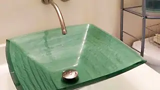 Green Square Tempered Glass Vessel Bathroom Sink TIS-286G
