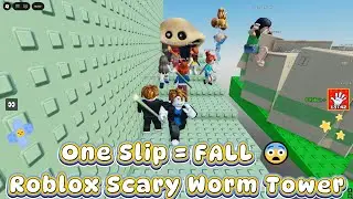 One Slip = FALL 😨 | Roblox Scary Worm Tower #roblox #scary #tower #climbing #viral