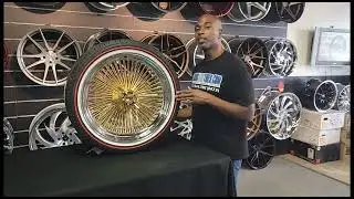 22 Inch Player Wire Wheels Gold w/ Chrome Lip Rims w/ Vogue White & Red Tires We Ship 877-544-8473