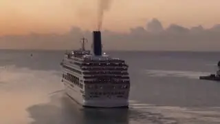 Ships Exiting Antigua at Sunset - Viewed from Celebrity Eclipse