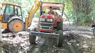 Jcb 3dx eco working with Mahindra yuvo tech plus 575 !! villageforwork !! Mahindra yuvo new model