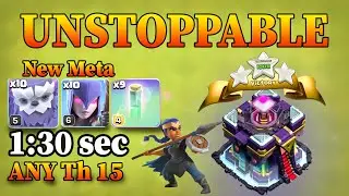 TH15 Yeti Witch Attack With 9 invisible Spell !! TH15 Attack Strategy (Clash of Clans)