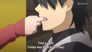 Tsukimonogatari Scene - Senjougahara Giving Chocolate To KoyoKoyo[Eng Sub]