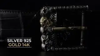 Skeleton Handmade Buckle 14k Gold 925 Silver, Alligator Leather Belt, Luxury Accessories by SIC VOLO