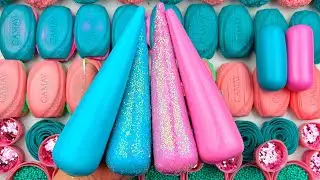 Relaxing ASMR Soap Art: Crushing Colorful Soap, Cutting cubes, and Creating with Glitter and Foam!