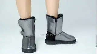 UGG Bailey Button I Do Sheepskin Boots Black