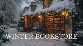 Victorian Bookshop Ambience in Snowfall | Dark Academia Winter Music| Reading & Focus