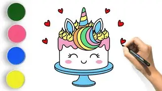 Как нарисовать милый торт в виде единорога 🎂🦄 | Простые рисунки и раскраски для детей