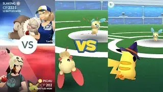 Pokémon Go Gym Battle Plusle, Pichu, Pikachu vs Minun & Slaking