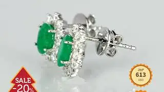 Flat 20% OFF! A Beautiful Emerald Earrings in 18K White Gold. WhatsApp: +971508459432, +971556569024