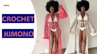 КАК СВЯЗАТЬ ХАЛАТ/КИМОНО С ОБОРКАМИ КРЮЧКОМ #вязание крючком #уроки по вязанию крючком #пряжа #ур...