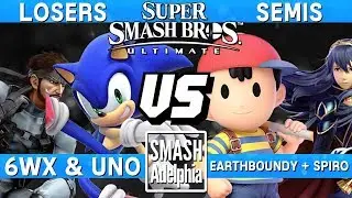 Smash Ultimate - 6WX & Uno (Sonic / Snake) vs Earthboundy + Spiro (Ness / Lucina) - SDA Ultimate LS