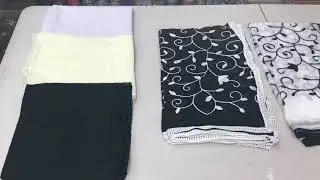 Embroidered Black n White Chiffon Dupatta at Andaaz Fabrics