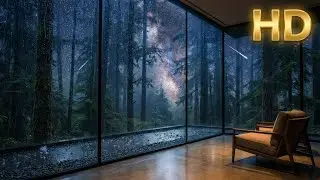 10 Hours of Heavy Rain in a Forest Cabin  Cozy Sleep, Wind & Thunder for Insomnia