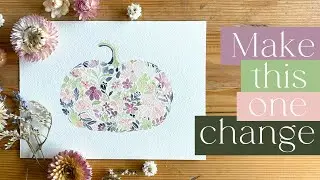 Тыква с акварельными цветами 🍂 Мастерство владения кистью и осенние цветы