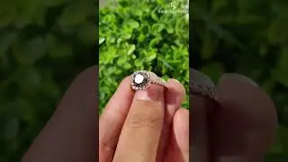 ✨ Cathedral Set Rose Gold Halo Ring Grey-Gray Round Halo Engagement Ring  Halo ring Valentine Gift🌹