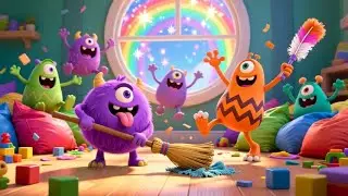 Five Little Monsters Cleaning Their Room | Fun Cleanup Song for Kids | Nursery Rhymes & Kids Songs