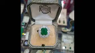 ER116 Grandiose Edwardian emerald and diamond ring