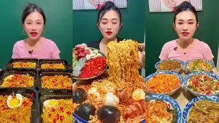Mukbang Challenge Eating Rice 🍚 with food Spicy 🔥🥵 Noodles 🍜 🍖🥓 Meat #food #eatingshow #noodles 