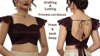 32 Size Deep Sweetheart Neck Princess Cut Blouse Drafting & Cutting | Front & Back Deep Neck |
