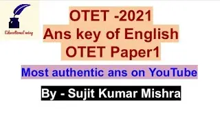 Ans key of OTET (English) // OTET-2021 // Paper-1