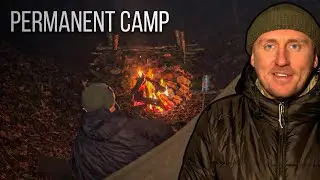 Bushcraft Camp in the Woods | Permanent Camp Build, Canvas Shelter & Winter Campfire Cooking