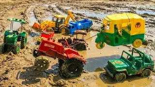 Swaraj 855 Tractor Pulling CNG Auto Rickshaw | Tractor Stuck in Mud Rescue Video