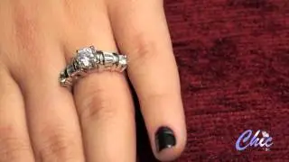 Classy engagement ring with high polished solid shank and round cz  -item#986